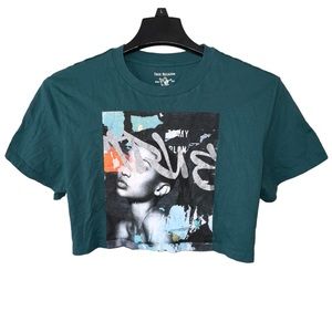 TRUE RELIGION Crop Graffiti Print Graphic Tee T-Shirt Women’s Size Large